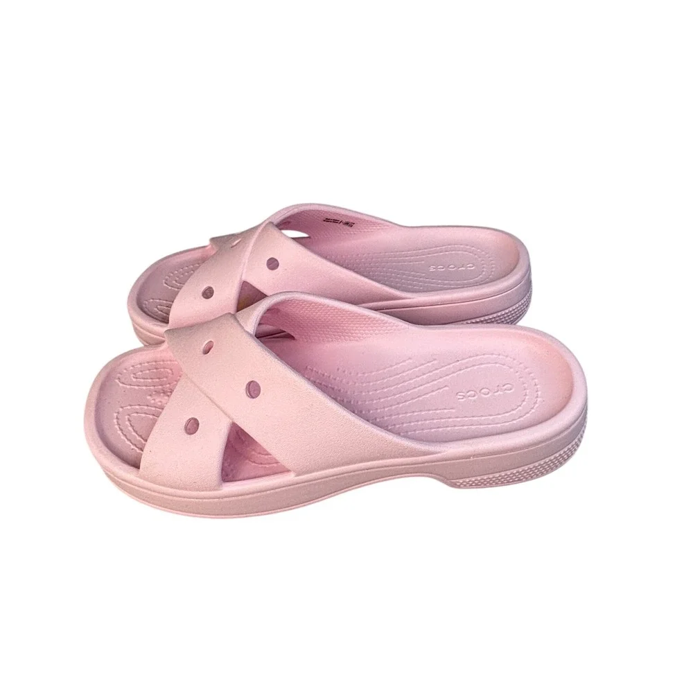 Crocs Classic Women's Cross Strap Sandals Pink Milk Size 7 Style 210840